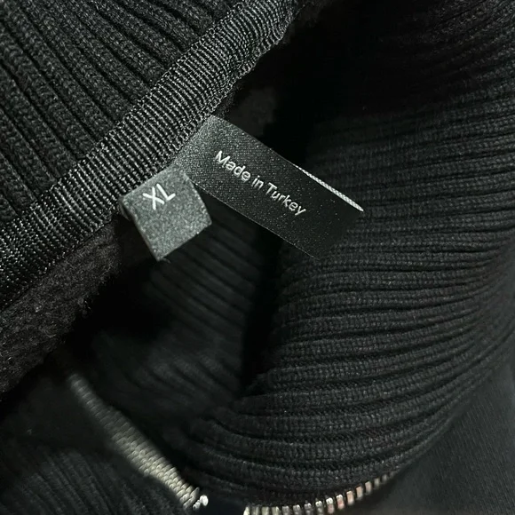 Theory Camner Quarter-Zip Funnel Neck Black Cotton Blend Pullover Sweatshirt XL - Picture 10 of 11